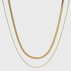 14K Gold Plated Duo Herringbone Chain Necklace - A New Day™ -A New Day popular shop unnamed file 2882