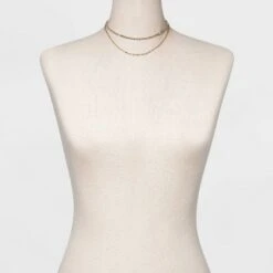 Two Row Rhinestone Chain Necklace - A New Day™ Gold