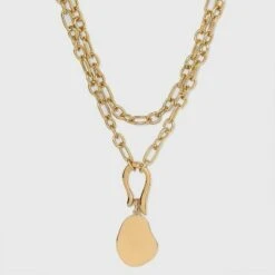 Organic Shape Pendant 20" Layered Necklace - A New Day™ Gold -A New Day popular shop unnamed file 2929