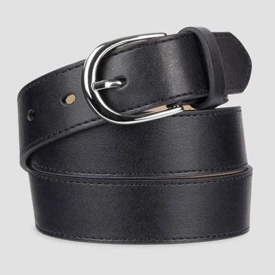 Women's Fashion Skinny Leather Jean Belt with Polished Buckle - A New Day™ Black 4 Women's Fashion Skinny Leather Jean Belt with Polished Buckle - A New Day™ Black - Image 3