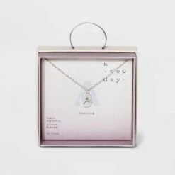 Crystal Sterling Plated Initial Tag Cut Out Pendant Necklace - A New Day™ Metallic Silver -A New Day popular shop unnamed file 2951