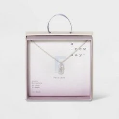 Crystal Sterling Plated Initial Tag Cut Out Pendant Necklace - A New Day™ Metallic Silver -A New Day popular shop unnamed file 2956