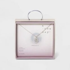 Crystal Sterling Plated Initial Tag Cut Out Pendant Necklace - A New Day™ Metallic Silver -A New Day popular shop unnamed file 2957