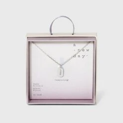 Crystal Sterling Plated Initial Tag Cut Out Pendant Necklace - A New Day™ Metallic Silver -A New Day popular shop unnamed file 2959