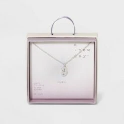 Crystal Sterling Plated Initial Tag Cut Out Pendant Necklace - A New Day™ Metallic Silver -A New Day popular shop unnamed file 2960