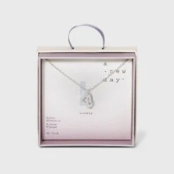 Crystal Sterling Plated Initial Tag Cut Out Pendant Necklace - A New Day™ Metallic Silver -A New Day popular shop unnamed file 2962