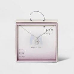 Crystal Sterling Plated Initial Tag Cut Out Pendant Necklace - A New Day™ Metallic Silver -A New Day popular shop unnamed file 2963