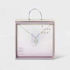 Crystal Sterling Plated Initial Tag Cut Out Pendant Necklace - A New Day™ Metallic Silver -A New Day popular shop unnamed file 2964