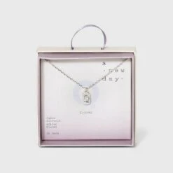 Crystal Sterling Plated Initial Tag Cut Out Pendant Necklace - A New Day™ Metallic Silver -A New Day popular shop unnamed file 2967