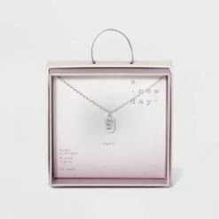 Crystal Sterling Plated Initial Tag Cut Out Pendant Necklace - A New Day™ Metallic Silver -A New Day popular shop unnamed file 2969