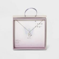 Crystal Sterling Plated Initial Tag Cut Out Pendant Necklace - A New Day™ Metallic Silver -A New Day popular shop unnamed file 2973