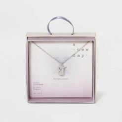 Crystal Sterling Plated Initial Tag Cut Out Pendant Necklace - A New Day™ Metallic Silver -A New Day popular shop unnamed file 2974