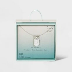 Silver Plated Initial Tag Pendant Necklace - A New Day™ -A New Day popular shop unnamed file 3018