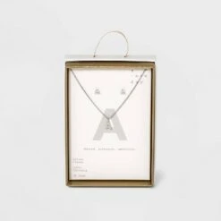 Silver Plated Cubic Zirconia Initial Chain Pendant Necklace and Earring Set - A New Day™ 35 Silver Plated Cubic Zirconia Initial Chain Pendant Necklace and Earring Set - A New Day™ -A New Day popular shop unnamed file 3042