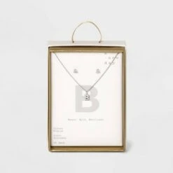 Silver Plated Cubic Zirconia Initial Chain Pendant Necklace and Earring Set - A New Day™ 37 Silver Plated Cubic Zirconia Initial Chain Pendant Necklace and Earring Set - A New Day™ -A New Day popular shop unnamed file 3044