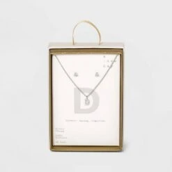 Silver Plated Cubic Zirconia Initial Chain Pendant Necklace and Earring Set - A New Day™ 39 Silver Plated Cubic Zirconia Initial Chain Pendant Necklace and Earring Set - A New Day™ -A New Day popular shop unnamed file 3046