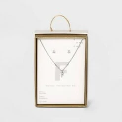Silver Plated Cubic Zirconia Initial Chain Pendant Necklace and Earring Set - A New Day™ 41 Silver Plated Cubic Zirconia Initial Chain Pendant Necklace and Earring Set - A New Day™ -A New Day popular shop unnamed file 3048
