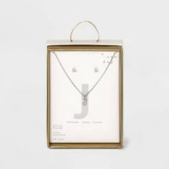 Silver Plated Cubic Zirconia Initial Chain Pendant Necklace and Earring Set - A New Day™ 45 Silver Plated Cubic Zirconia Initial Chain Pendant Necklace and Earring Set - A New Day™ -A New Day popular shop unnamed file 3052