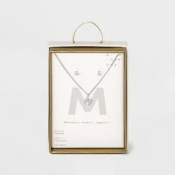 Silver Plated Cubic Zirconia Initial Chain Pendant Necklace and Earring Set - A New Day™ 48 Silver Plated Cubic Zirconia Initial Chain Pendant Necklace and Earring Set - A New Day™ -A New Day popular shop unnamed file 3055