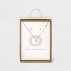 Silver Plated Cubic Zirconia Initial Chain Pendant Necklace and Earring Set - A New Day™ 50 Silver Plated Cubic Zirconia Initial Chain Pendant Necklace and Earring Set - A New Day™ -A New Day popular shop unnamed file 3057