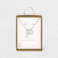 Silver Plated Cubic Zirconia Initial Chain Pendant Necklace and Earring Set - A New Day™ 51 Silver Plated Cubic Zirconia Initial Chain Pendant Necklace and Earring Set - A New Day™ -A New Day popular shop unnamed file 3058