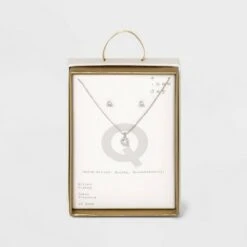 Silver Plated Cubic Zirconia Initial Chain Pendant Necklace and Earring Set - A New Day™ 52 Silver Plated Cubic Zirconia Initial Chain Pendant Necklace and Earring Set - A New Day™ -A New Day popular shop unnamed file 3059