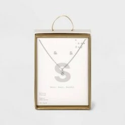 Silver Plated Cubic Zirconia Initial Chain Pendant Necklace and Earring Set - A New Day™ 54 Silver Plated Cubic Zirconia Initial Chain Pendant Necklace and Earring Set - A New Day™ -A New Day popular shop unnamed file 3061