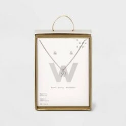 Silver Plated Cubic Zirconia Initial Chain Pendant Necklace and Earring Set - A New Day™ 58 Silver Plated Cubic Zirconia Initial Chain Pendant Necklace and Earring Set - A New Day™ -A New Day popular shop unnamed file 3065