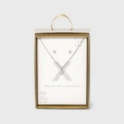 Silver Plated Cubic Zirconia Initial Chain Pendant Necklace and Earring Set - A New Day™ 59 Silver Plated Cubic Zirconia Initial Chain Pendant Necklace and Earring Set - A New Day™ -A New Day popular shop unnamed file 3066