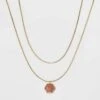 Silver Plated Layered Gold Necklace - A New Day™ Strawberry Quartz