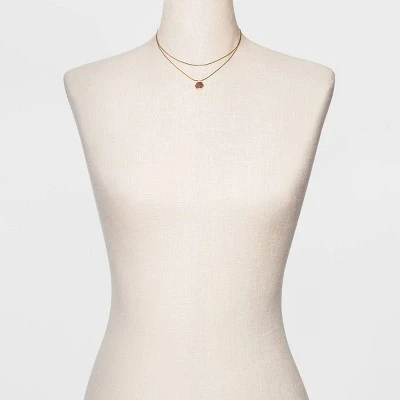 Silver Plated Layered Gold Necklace - A New Day™ Strawberry Quartz 4 Silver Plated Layered Gold Necklace - A New Day™ Strawberry Quartz - Image 2