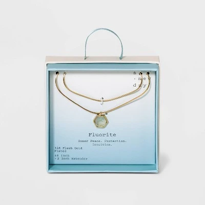 Silver Plated Layered Gold Necklace - A New Day™ Strawberry Quartz 8 Silver Plated Layered Gold Necklace - A New Day™ Strawberry Quartz - Image 6