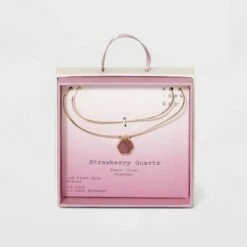 Silver Plated Layered Gold Necklace - A New Day™ Strawberry Quartz 16 Silver Plated Layered Gold Necklace - A New Day™ Strawberry Quartz -A New Day popular shop unnamed file 3075