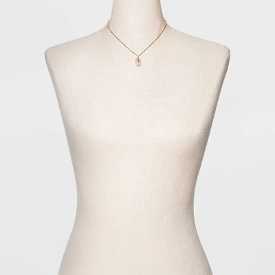 Silver Plated Rose Quartz Pendant Necklace - A New Day™ Gold 4 Silver Plated Rose Quartz Pendant Necklace - A New Day™ Gold - Image 2