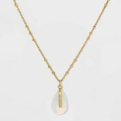Silver Plated Opalite Pendant Necklace - A New Day™ Gold