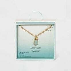 Silver Plated Gold Dipped Paperclip Chain and Semi-Precious Stone 18" Pendant Necklace - A New Day™ Rose Quartz 14 Silver Plated Gold Dipped Paperclip Chain and Semi-Precious Stone 18" Pendant Necklace - A New Day™ Rose Quartz -A New Day popular shop unnamed file 3088
