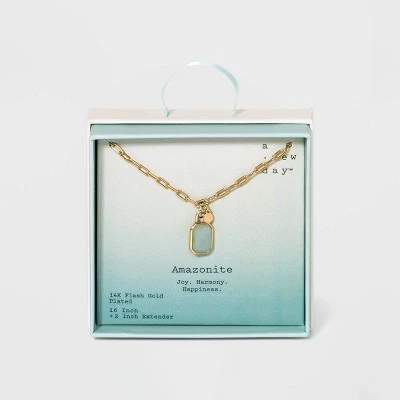 Silver Plated Gold Dipped Paperclip Chain and Semi-Precious Stone 18" Pendant Necklace - A New Day™ Rose Quartz 8 Silver Plated Gold Dipped Paperclip Chain and Semi-Precious Stone 18" Pendant Necklace - A New Day™ Rose Quartz - Image 6