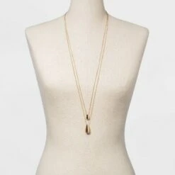 Long Teardrops Pendant Necklace - A New Day™ Gold