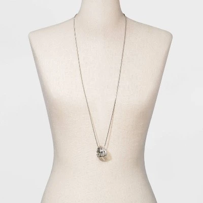 Pendant Ring Statement Necklace - A New Day™ Silver 3 Pendant Ring Statement Necklace - A New Day™ Silver