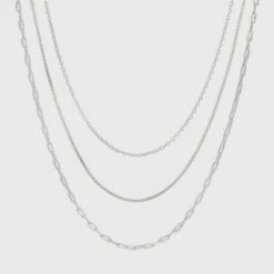 Plated Cable Box and Paperclip Chain Necklace Set 3pc - A New Day™ Silver 7 Plated Cable Box and Paperclip Chain Necklace Set 3pc - A New Day™ Silver -A New Day popular shop unnamed file 3148