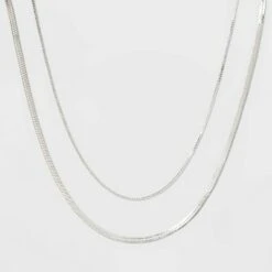Plated Herringbone and Box Chain Necklace Set 2pc - A New Day™ Silver 7 Plated Herringbone and Box Chain Necklace Set 2pc - A New Day™ Silver -A New Day popular shop unnamed file 3151