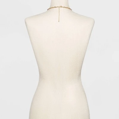 Gold with Two Rings Statement Necklace - A New Day™ Gold 4 Gold with Two Rings Statement Necklace - A New Day™ Gold - Image 2