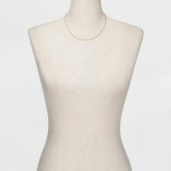 Flat Beaded and Link Chain Duo Necklace - A New Day™ Gold