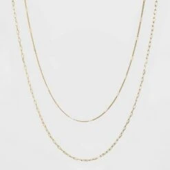 Flat Beaded and Link Chain Duo Necklace - A New Day™ Gold -A New Day popular shop unnamed file 3175