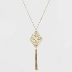 Filigree and Tassel Long Statement Necklace - A New Day™ Gold 7 Filigree and Tassel Long Statement Necklace - A New Day™ Gold -A New Day popular shop unnamed file 3178