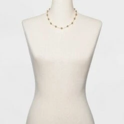 Brass Beaded Necklace - A New Day™ Gold