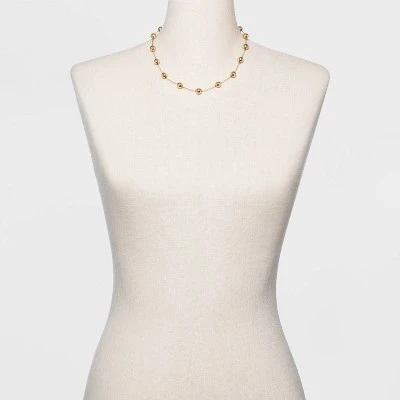 Brass Beaded Necklace - A New Day™ Gold 3 Brass Beaded Necklace - A New Day™ Gold