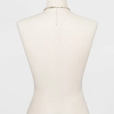 Multi-Plated Lock 2 Row Paperclip Chain Necklace - A New Day™ 4 Multi-Plated Lock 2 Row Paperclip Chain Necklace - A New Day™ - Image 2