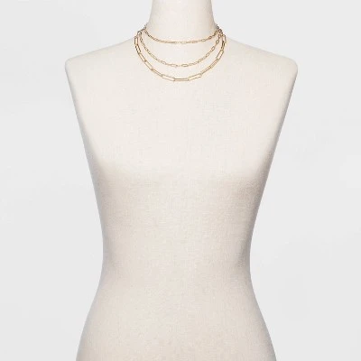 3 Row Paperclip Chain Necklace - A New Day™ Silver 3 3 Row Paperclip Chain Necklace - A New Day™ Silver