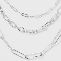 3 Row Paperclip Chain Necklace - A New Day™ Silver 11 3 Row Paperclip Chain Necklace - A New Day™ Silver -A New Day popular shop unnamed file 3188